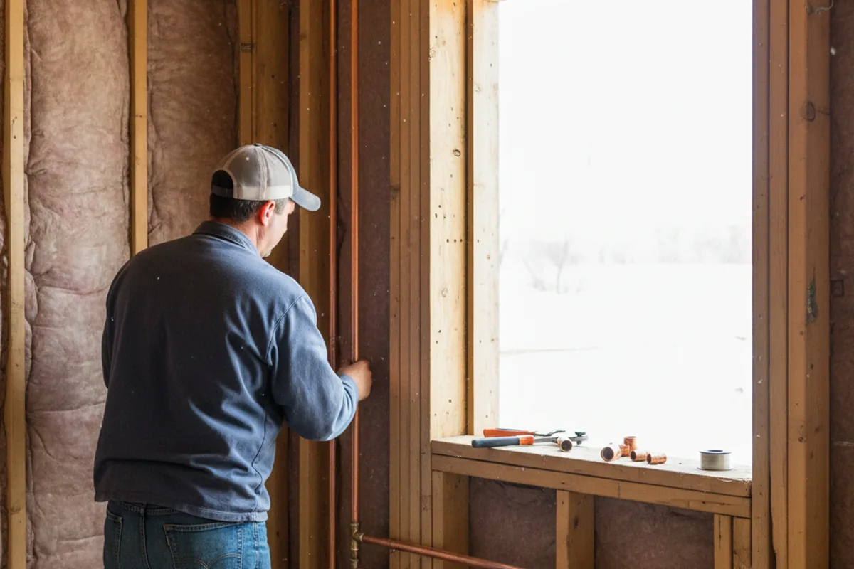 Licensed plumber running new copper supply lines in a Apple Springs home