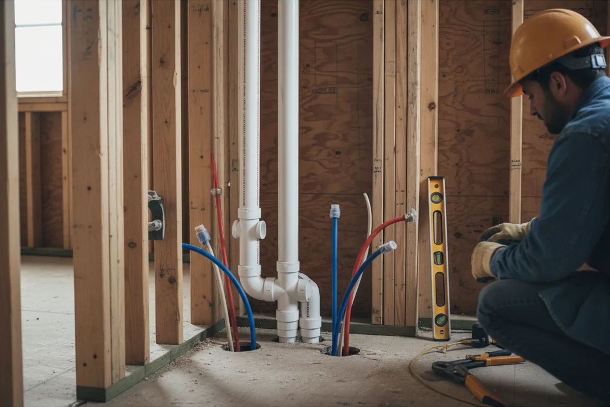 Drain and supply rough-in during Sump Pump Repair in Apple Springs
